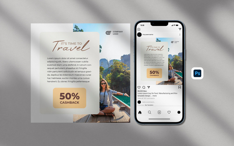 Instagram Post Template Travel and Vacation Social Media