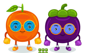 Mangosteen and Orange Mascot Character Vector