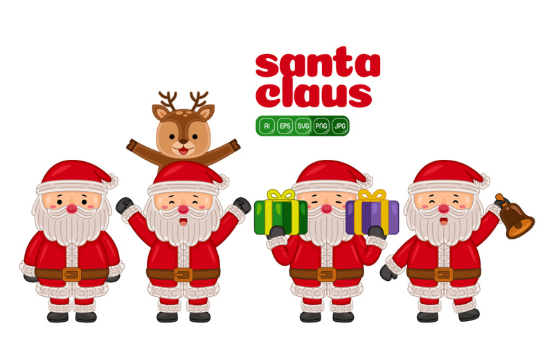 Santa Claus Characters Vector Pack #08 Vector Graphic