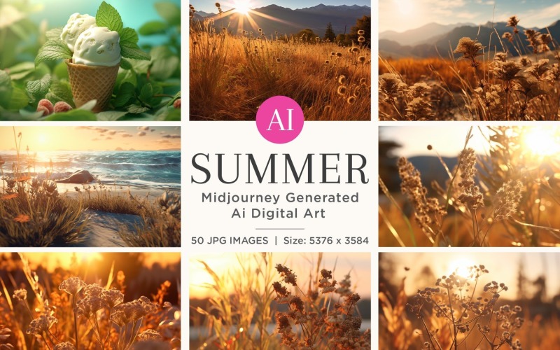 Warmth of Summer Desert Picturing Background 50 Set V-10 Illustration