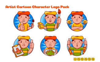 Artist Man Cartoon Character Logo Pack