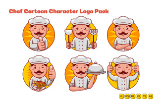 Chef Man Cartoon Character Logo Pack