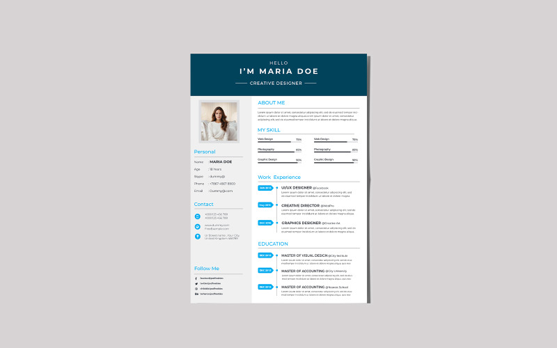 Creative Maria Got Job Resume | CV Template Resume Template