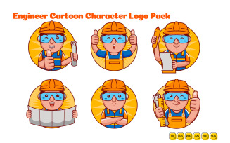 Engineer Man Cartoon Character Logo Pack