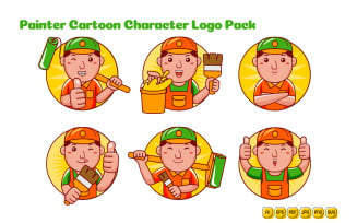 Painter Man Cartoon Character Logo Pack