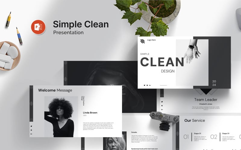 Simple Clean Presentation Template PowerPoint Template