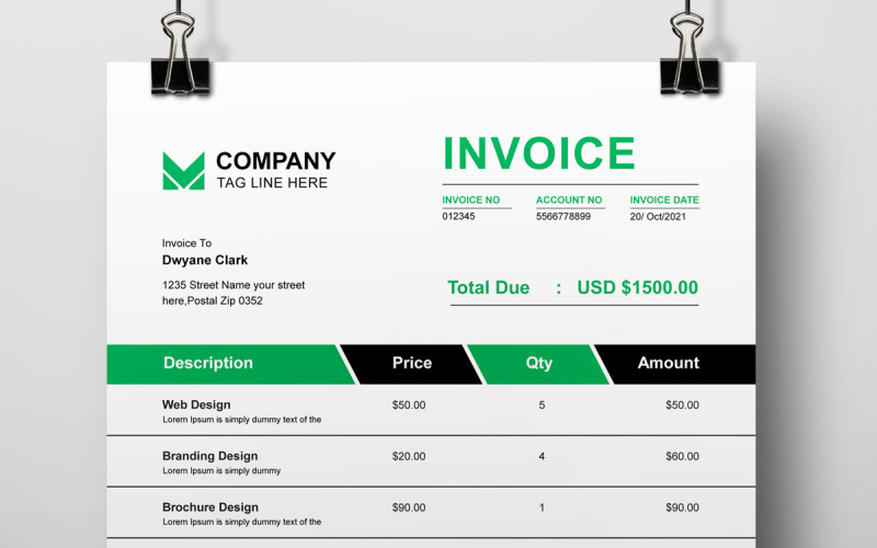 Creative Invoices Template Corporate Identity