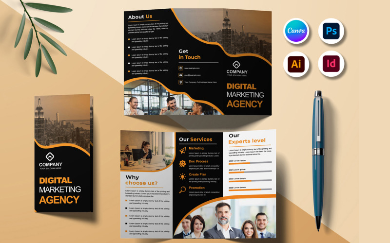 Digital Marketing Tri-Fold Brochure Template Corporate Identity