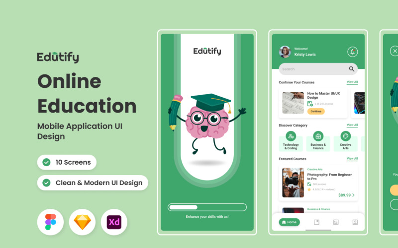 Edutify - Online Education Mobile App UI Element