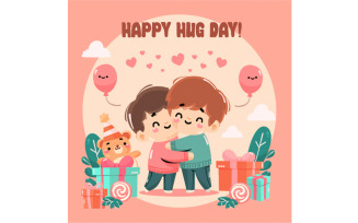 Flat Illustration for Hug Day Celebration