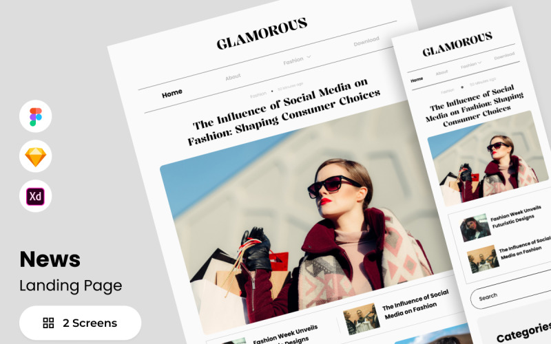 Glamorous - News Landing Page UI Element