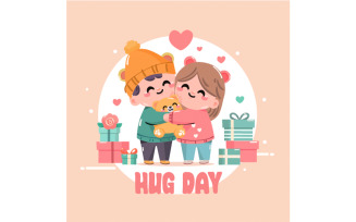 Hand Drawn Hug Day Illustration