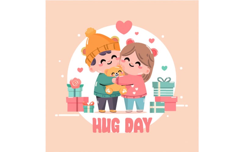 Hand Drawn Hug Day Illustration