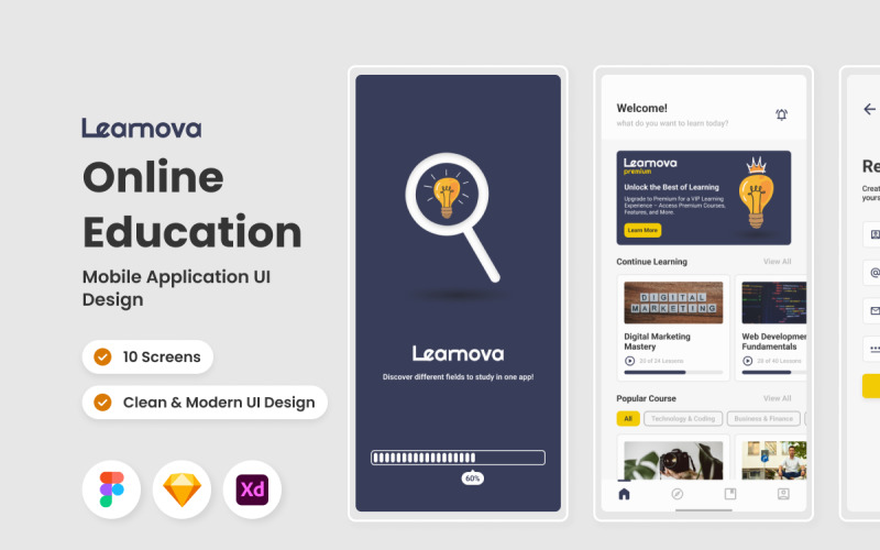 Learnova - Online Education Mobile App UI Element