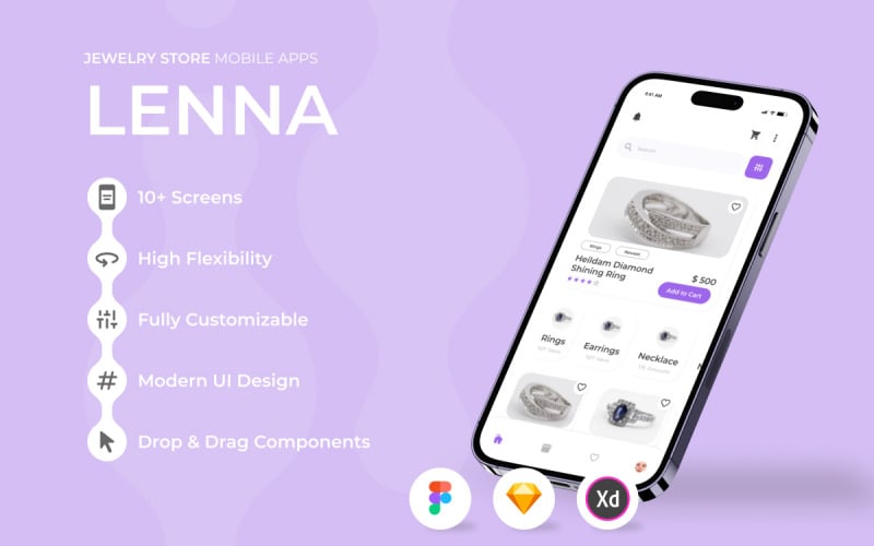 Lenna - Jewelry Store Mobile App UI Element