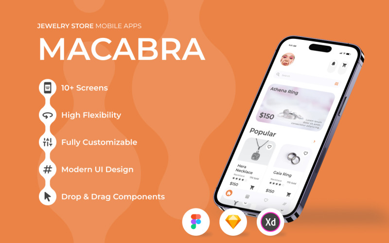 Macabra - Jewelry Store Mobile App UI Element