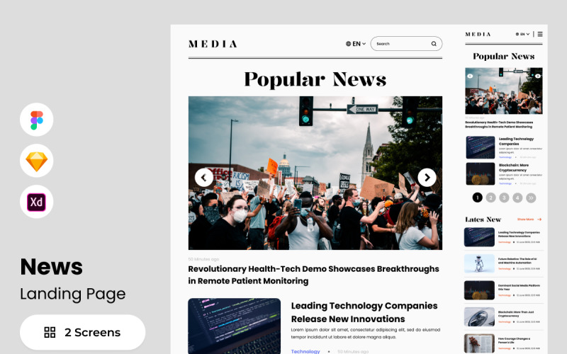 Media - News Landing Page UI Element