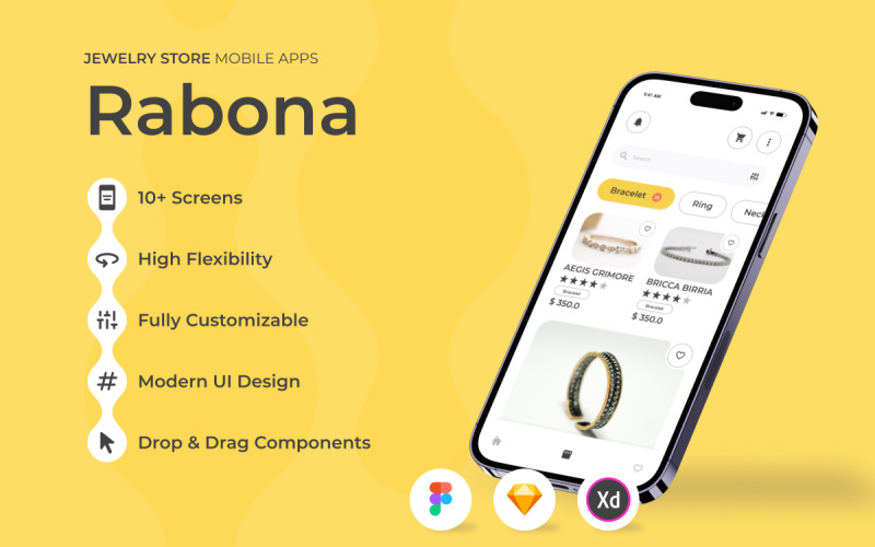Rabona - Jewelry Store Mobile App UI Element