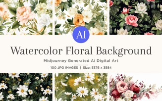 Watercolor flowers wreath Background 100 Set V-3