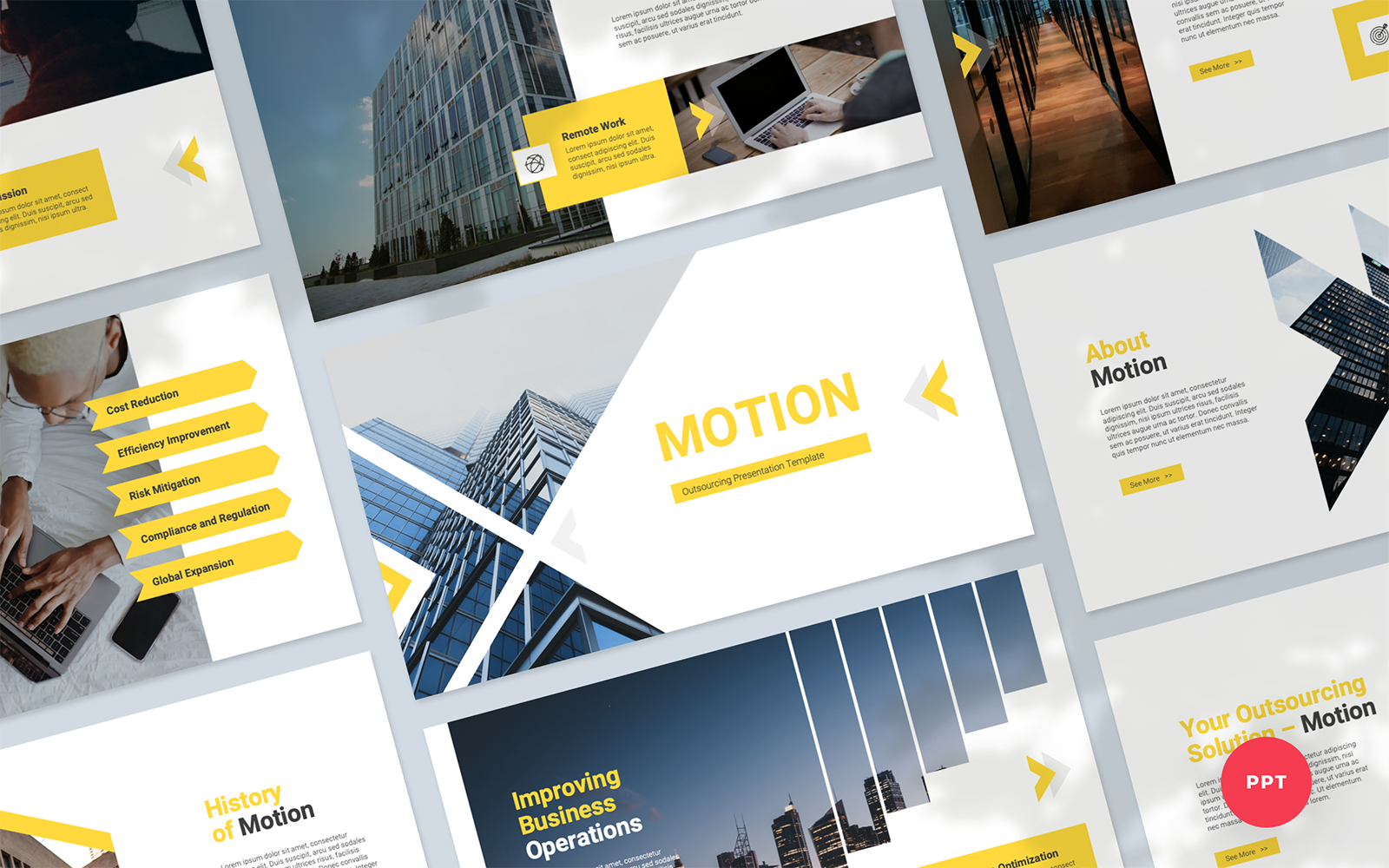 Motion - Outsourcing Presentation PowerPoint Template
