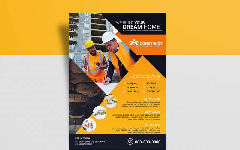 Construction Company Printable Flyer Template Corporate Identity
