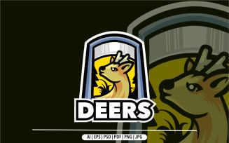 Deer mascot logo emblem symbol badge sport design