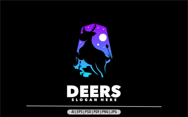 Deer silhouette gradient symbol icon logo design illustration Logo Template