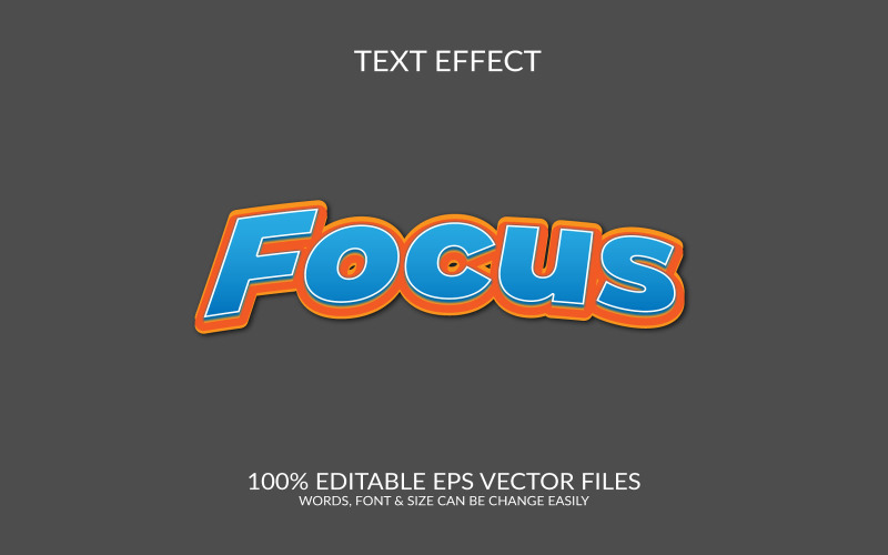 Focus 3d editable vector text effect design template Illustration