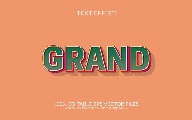 Grand Editable Vector Eps 3d Text Effect Template Design Illustration