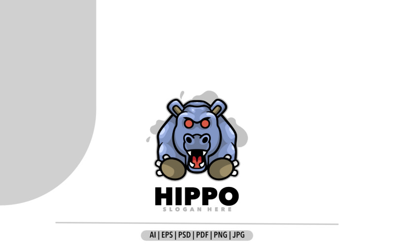 Hippo angry mascot logo design illustration Logo Template