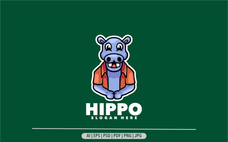 Hippo mascot cartoon logo design template Logo Template