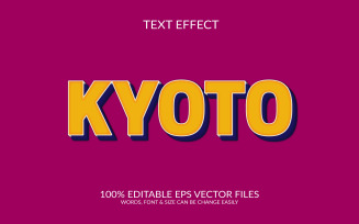 Kyoto fully editable vector eps 3d text effect template.