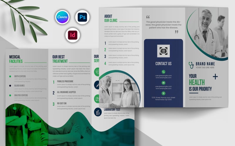 Medical Trifold Brochure Layout Corporate Identity
