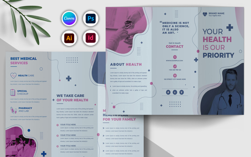 Modern Medical Trifold Brochure Corporate Identity