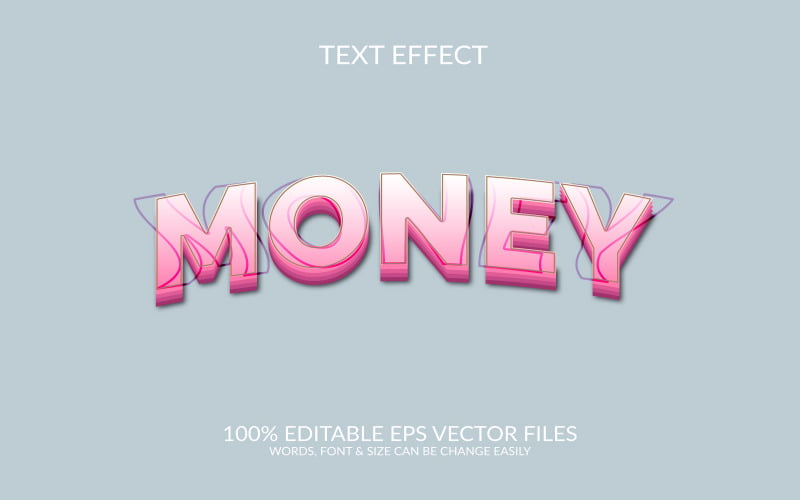 Money 3D Editable Vector Eps Text Effect Template Illustration