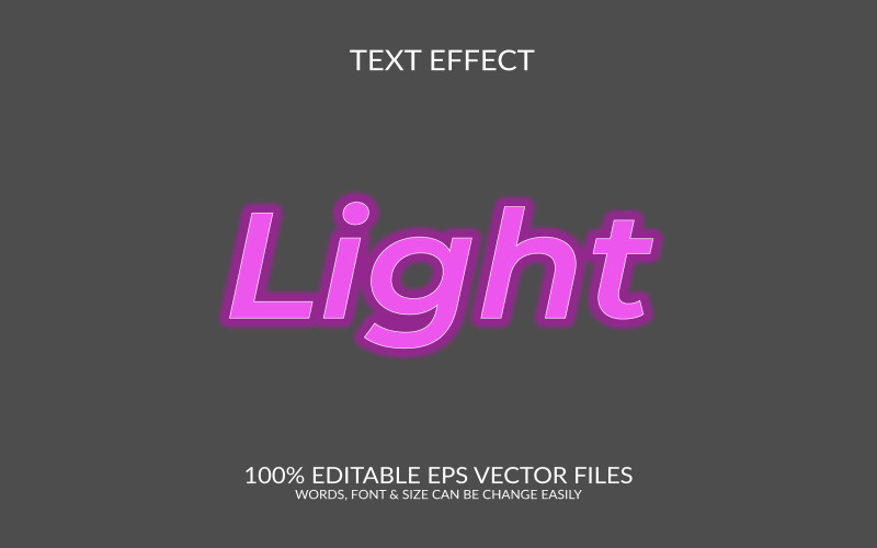 Neon Light 3D Editable Vector Eps Text Effect Template Illustration