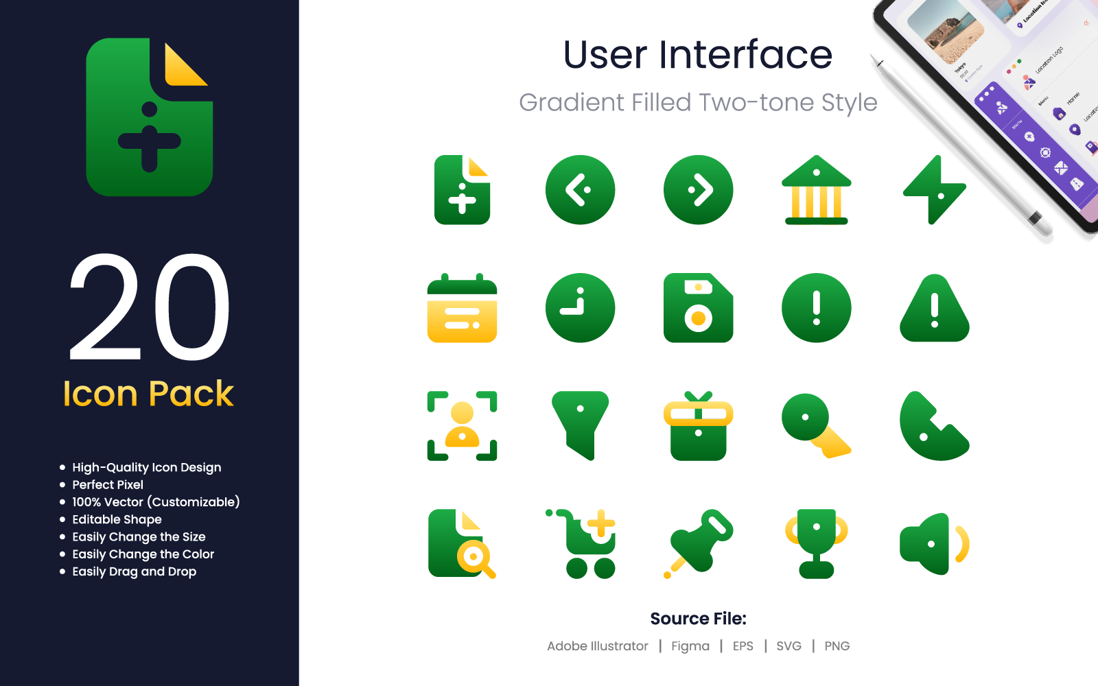 User Interface Icon Pack Gradient Filled Two-Tone Style