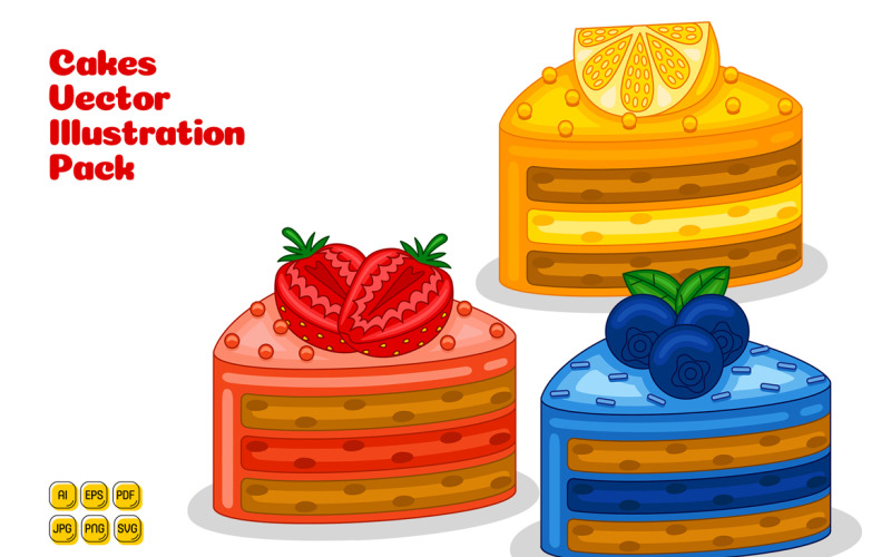 Cakes Vector Illustration Pack #01 Vector Graphic