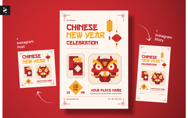 Classic Chinese New Year Celebration Flyer Corporate Identity