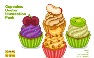 Cupcakes Vector Illustration Pack #03
