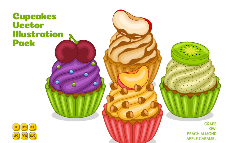 Cupcakes Vector Illustration Pack #03 Vector Graphic