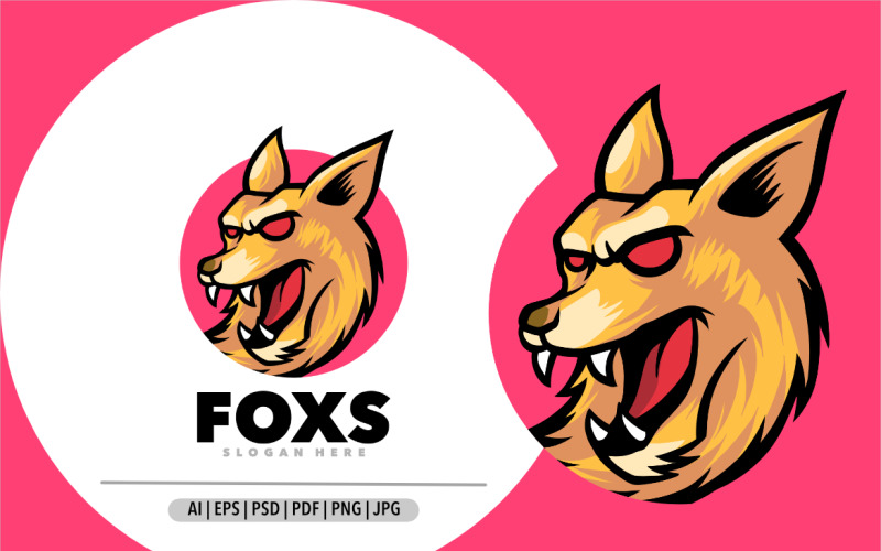 Fox roar mascot angry logo design illustration Logo Template