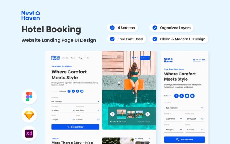 Nest Haven - Hotel Booking Landing Page UI Element