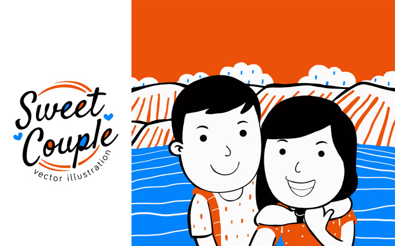 Sweet Couple Vector Illustration #01 Vector Graphic