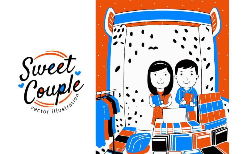 Sweet Couple Vector Illustration #08 Vector Graphic