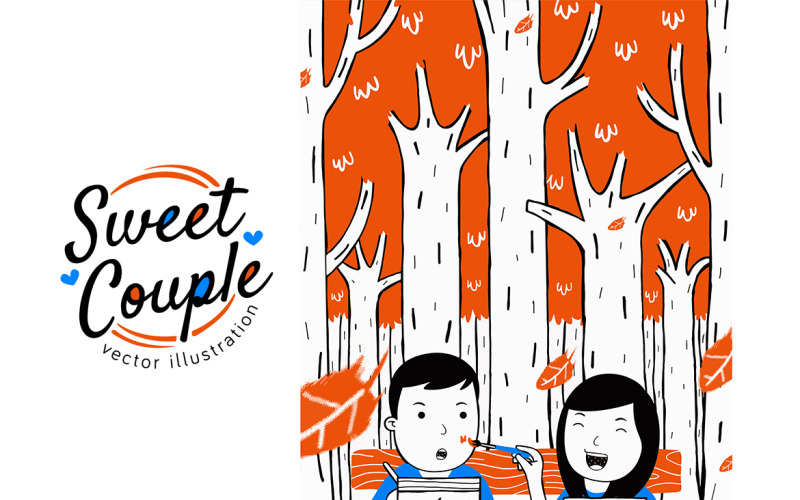 Sweet Couple Vector Illustration #12 Vector Graphic