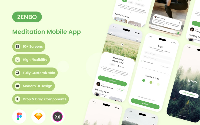 Zenbo - Meditation Mobile App UI Element