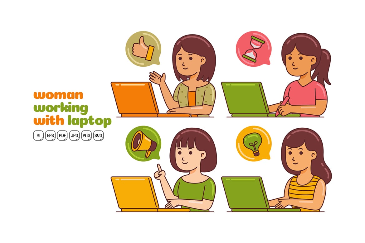 Kit Graphique #377771 Laptop Woman Divers Modles Web - Logo template Preview