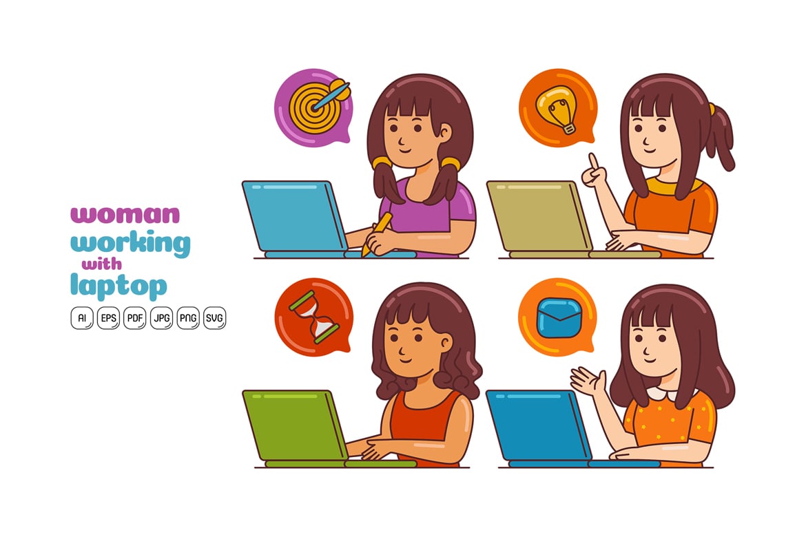 Kit Graphique #377772 Laptop Woman Divers Modles Web - Logo template Preview