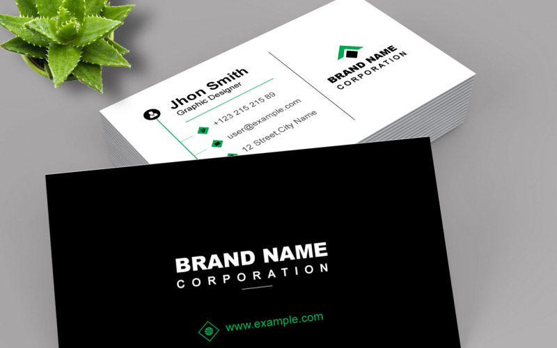 Black and White Business Cards Template Corporate Identity